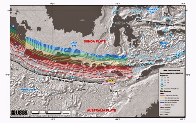 Tectonics of Java showing earthquake locations. http://thecelestialconvergence.blogspot.com/2015/02/planetary-tremors-powerful-magnitude-70.html