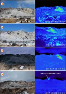 Thermal images from Jan. 2016 to 28/02/2016, seen from SW. Source: JMA