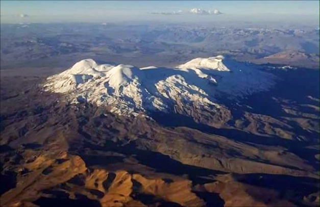 Nevado Coropuna aerial view. (This is possibly a screenshot from a video, posted by several accounts on YT without giving credit).